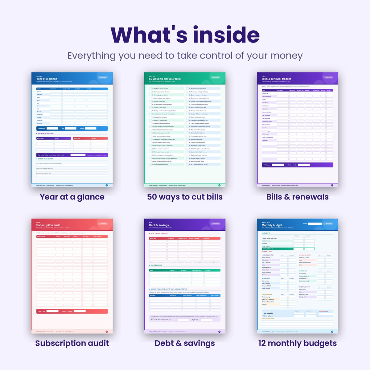 What's inside the UK Money Planner